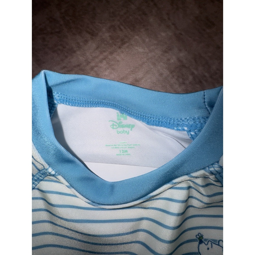 Disney Baby Winnie The Pooh Rash Guard Swim Set UPF 50+ 2 Piece Blue 12M NWT - Picture 5 of 6